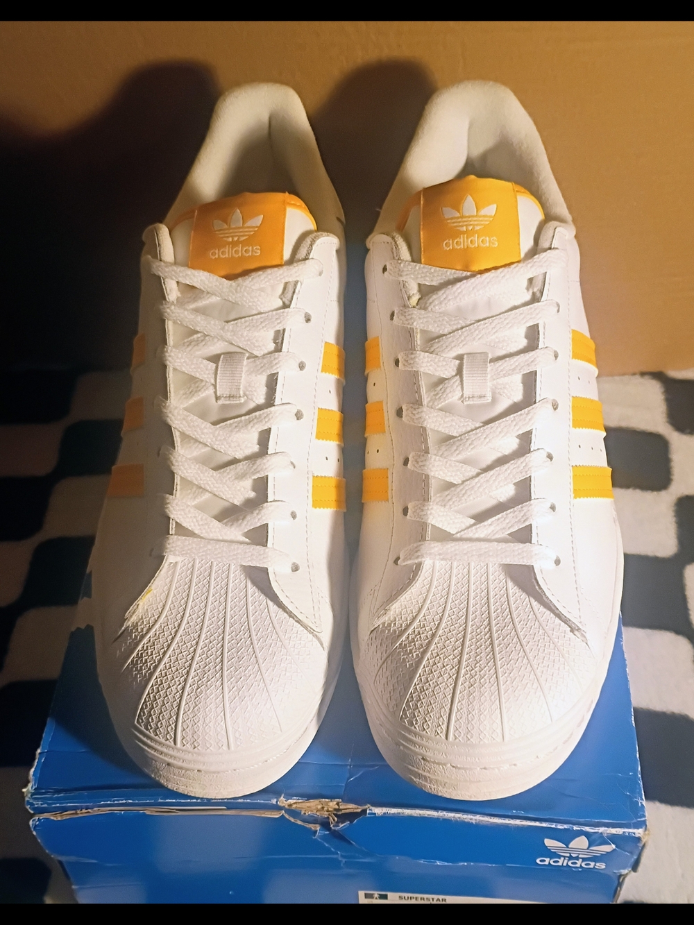 Adidas White & Yellow Superstar Sneakers